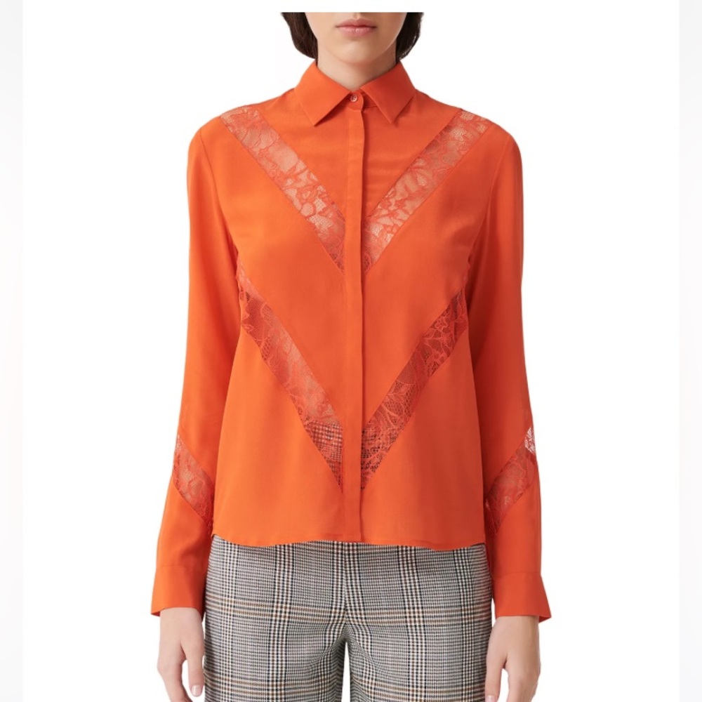 Maje - Chimer Silk Button-Down Shirt NWT Sz L (3)